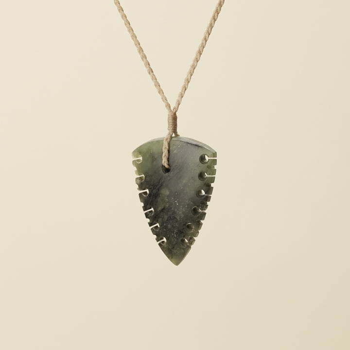 Notched Niho Tooth Hapopo Pounamu Medium Pendant