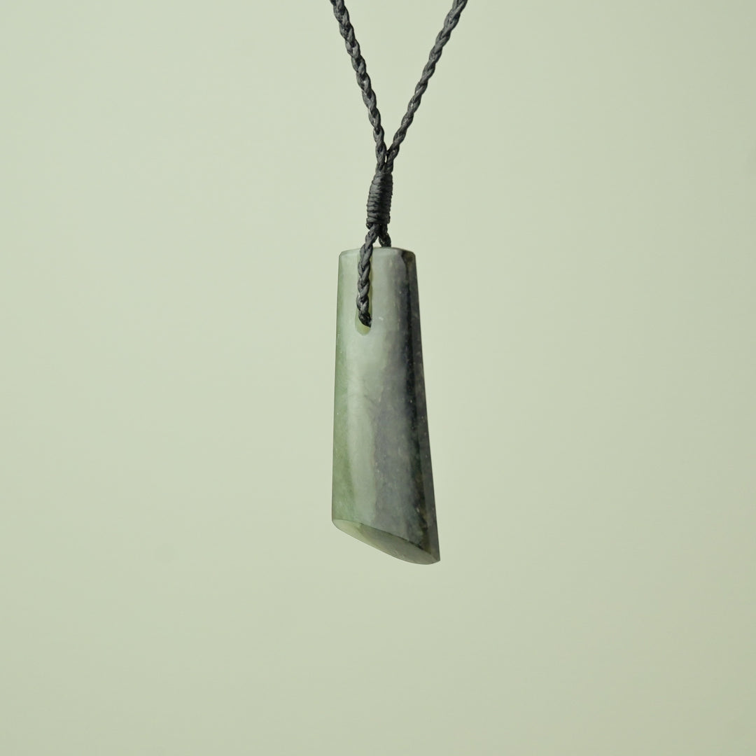 Medium Kokopu Pounamu Toki Pendant, Black Binding