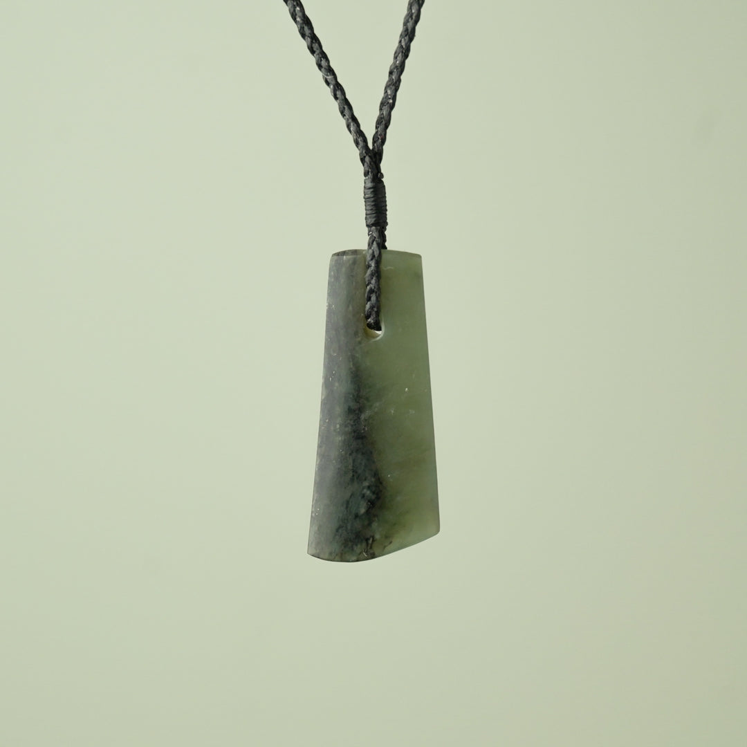 Medium Kokopu Pounamu Toki Pendant, Black Binding