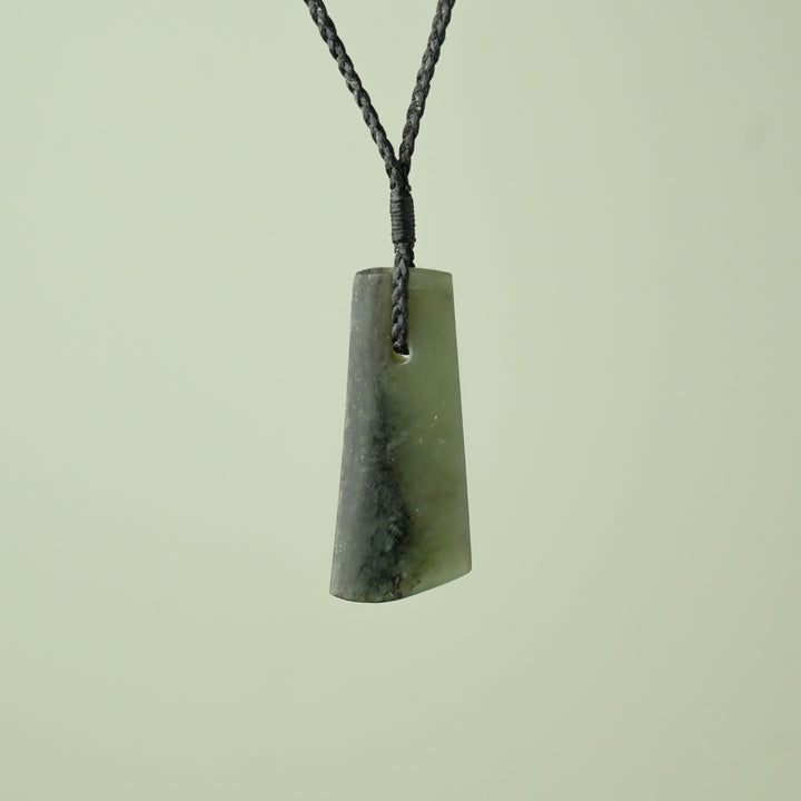Medium Kokopu Pounamu Toki Pendant, Black Binding