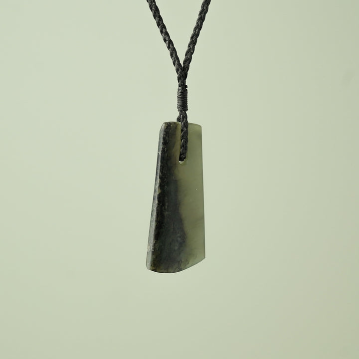 Medium Kokopu Pounamu Toki Pendant, Black Binding