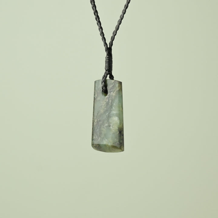 Small Kokopu Pounamu Toki Pendant, Black Binding