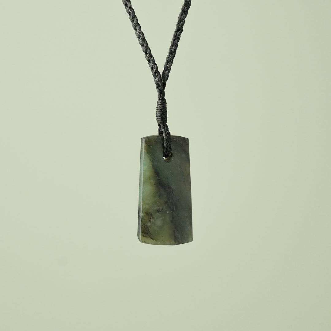 Small Kokopu Pounamu Toki Pendant, Black Binding