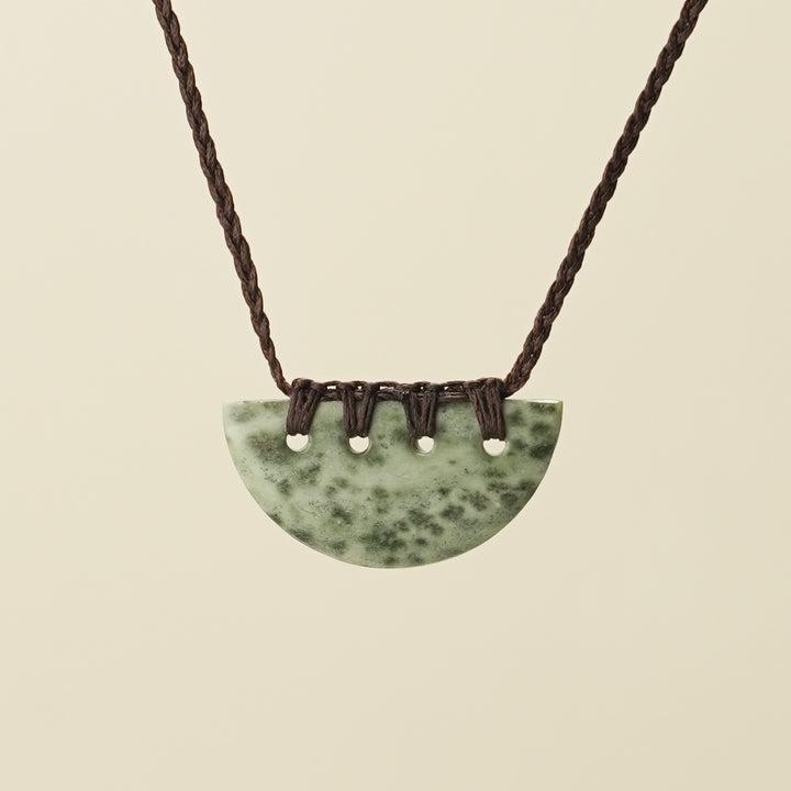 Kōuma Breastplate Kōkopu Pounamu Small Pendant, Brown Binding