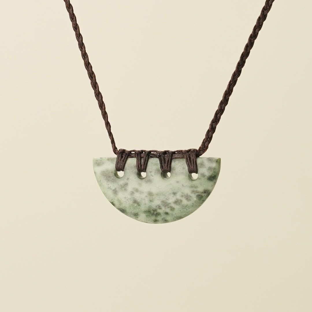 Kōuma Breastplate Kōkopu Pounamu Small Pendant, Brown Binding