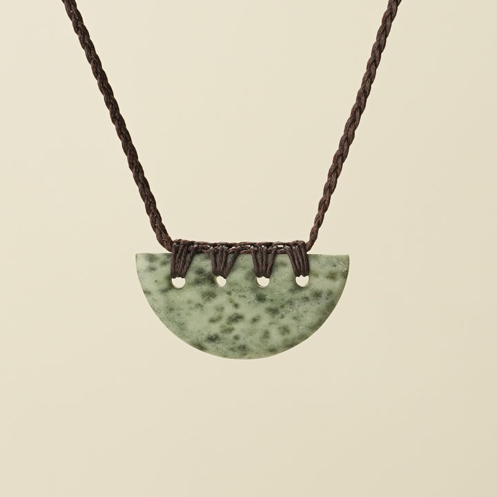 Kōuma Breastplate Kōkopu Pounamu Small Pendant, Brown Binding