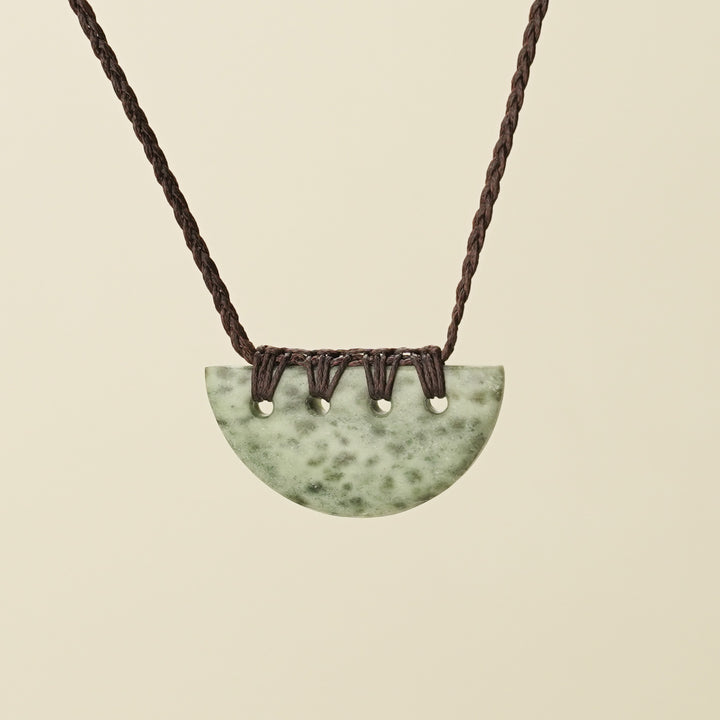 Kōuma Breastplate Kōkopu Pounamu Small Pendant, Brown Binding
