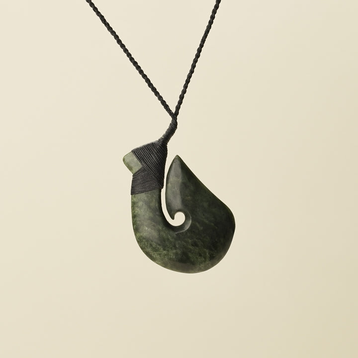 Hei Matau Whale's Tail Hapopo Pounamu Large Pendant