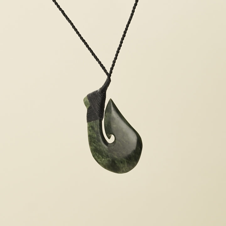 Hei Matau Whale's Tail Hapopo Pounamu Large Pendant