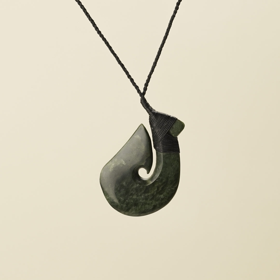 Hei Matau Whale's Tail Hapopo Pounamu Large Pendant