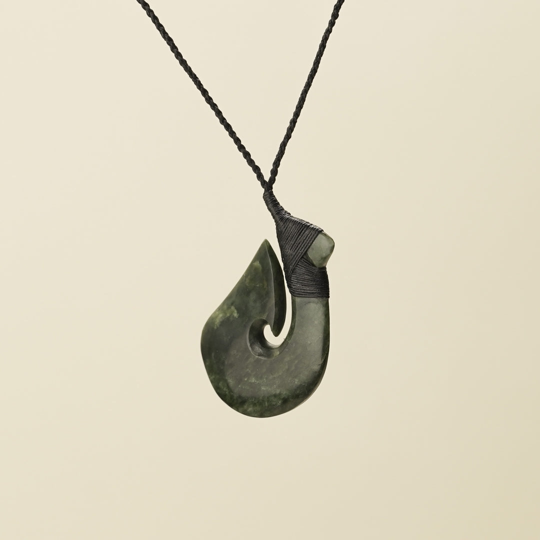 Hei Matau Whale's Tail Hapopo Pounamu Large Pendant