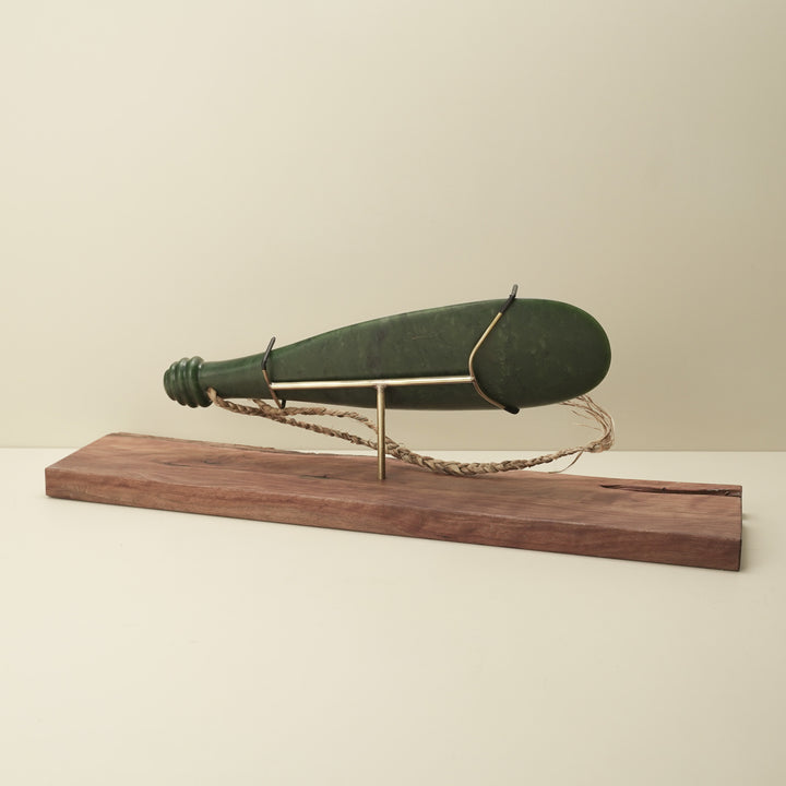 Mere Kawakawa Greenstone XXL Sculpture, Flax Binding