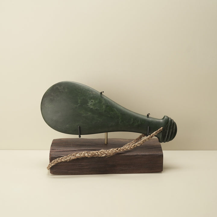 Mere Kawakawa Greenstone Extra Large Sculpture, Flax Binding