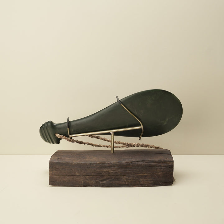 Mere Kawakawa Greenstone Extra Large Sculpture, Flax Binding