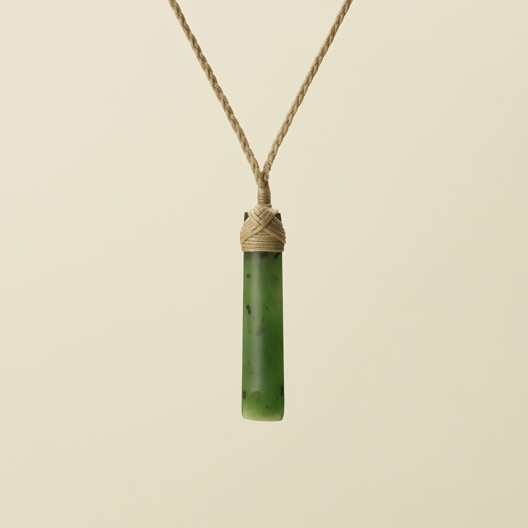 Toki Kahurangi Pounamu Extra Small Pendant Tan Binding