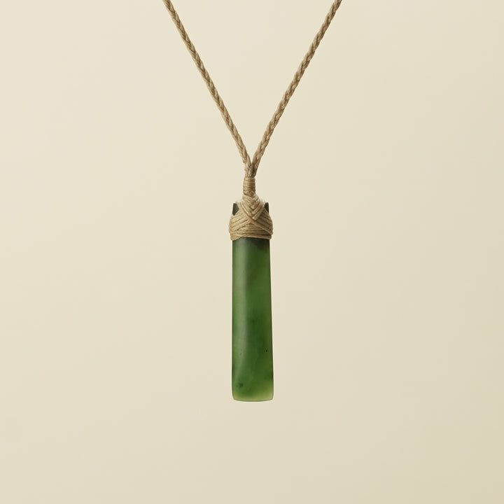 Toki Kahurangi Pounamu Extra Small Pendant Tan Binding