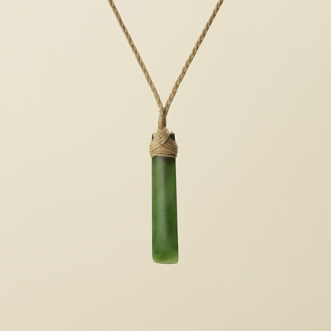 Toki Kahurangi Pounamu Extra Small Pendant Tan Binding