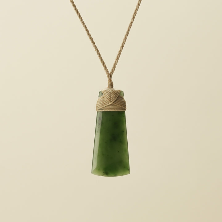 Kahurangi Toki Small Pounamu Pendant Tan Binding