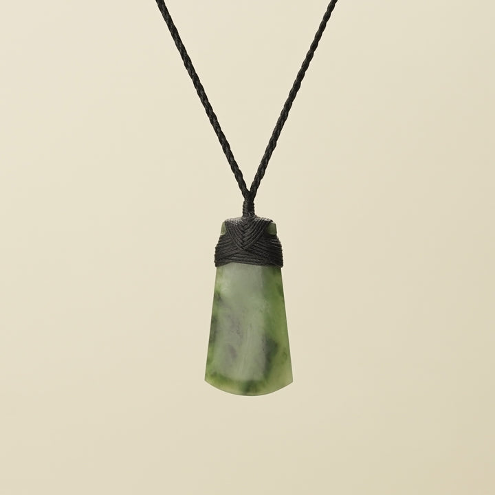 Kahurangi Inanga Toki Small Pounamu Pendant Black Binding