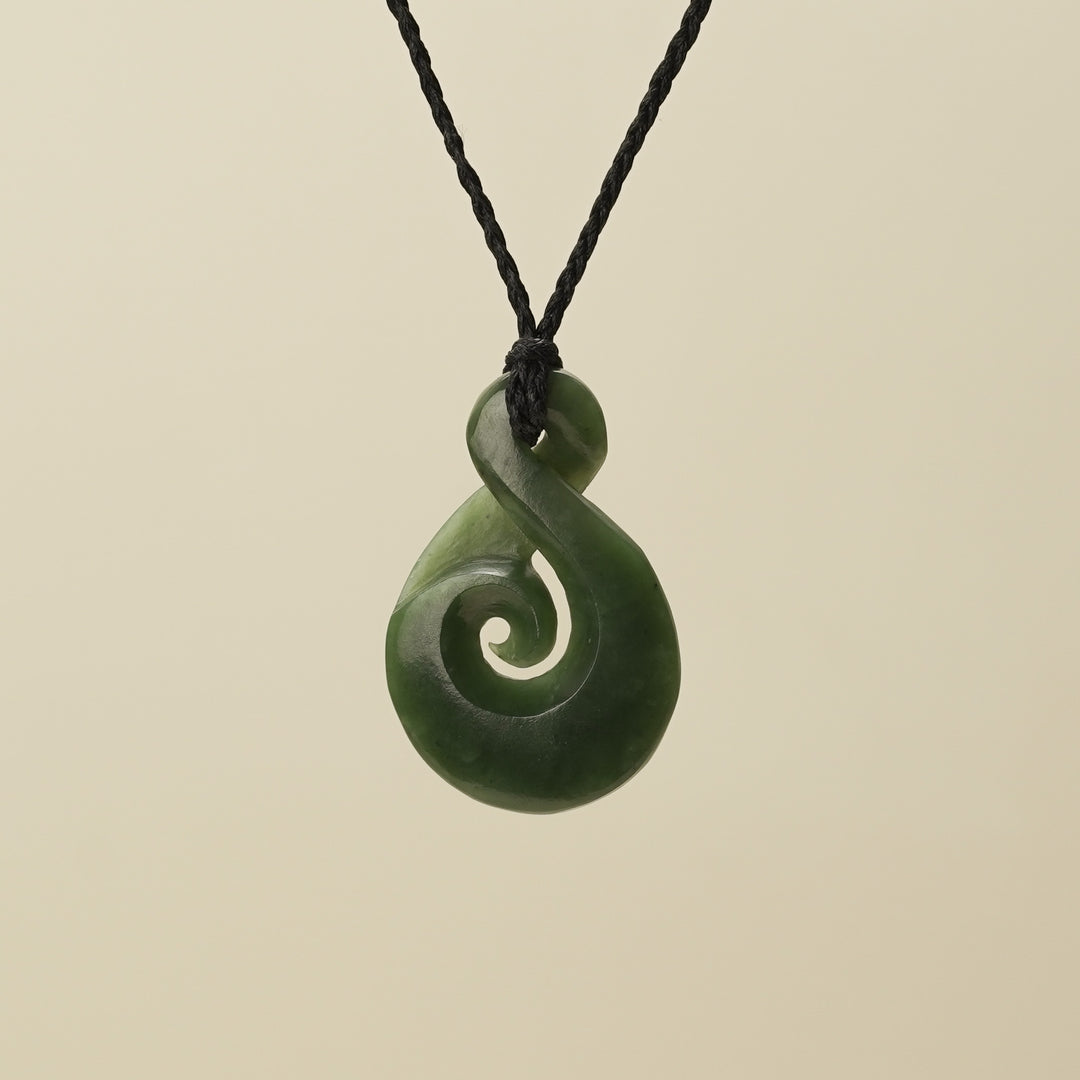Large Greenstone Koru Pikorua Pendant
