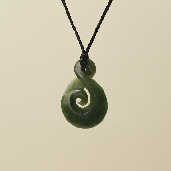 Large Greenstone Koru Pikorua Pendant