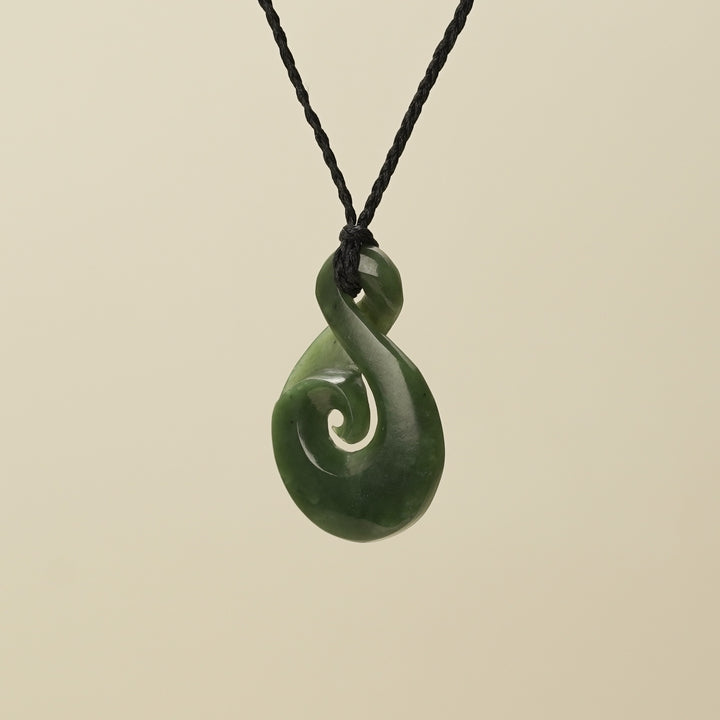 Large Greenstone Koru Pikorua Pendant