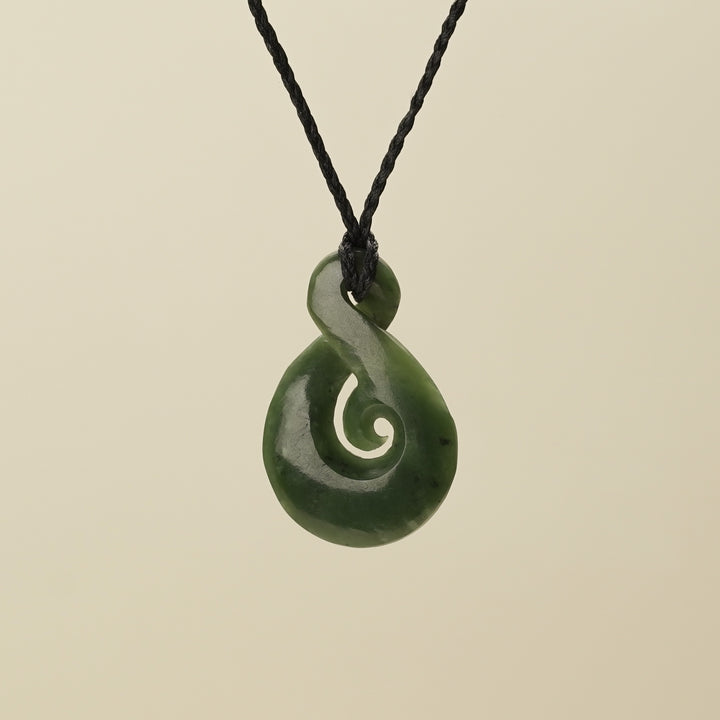 Large Greenstone Koru Pikorua Pendant