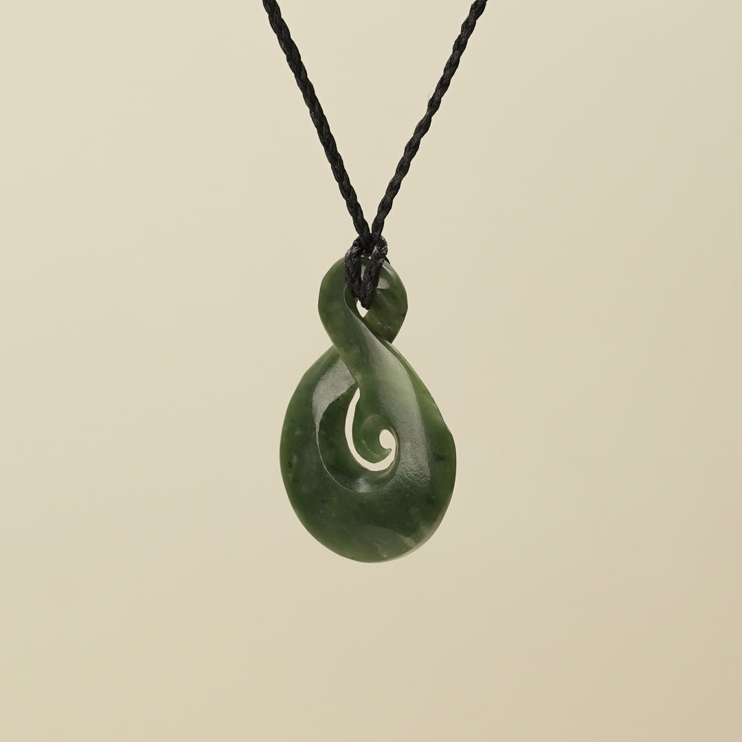 Large Greenstone Koru Pikorua Pendant