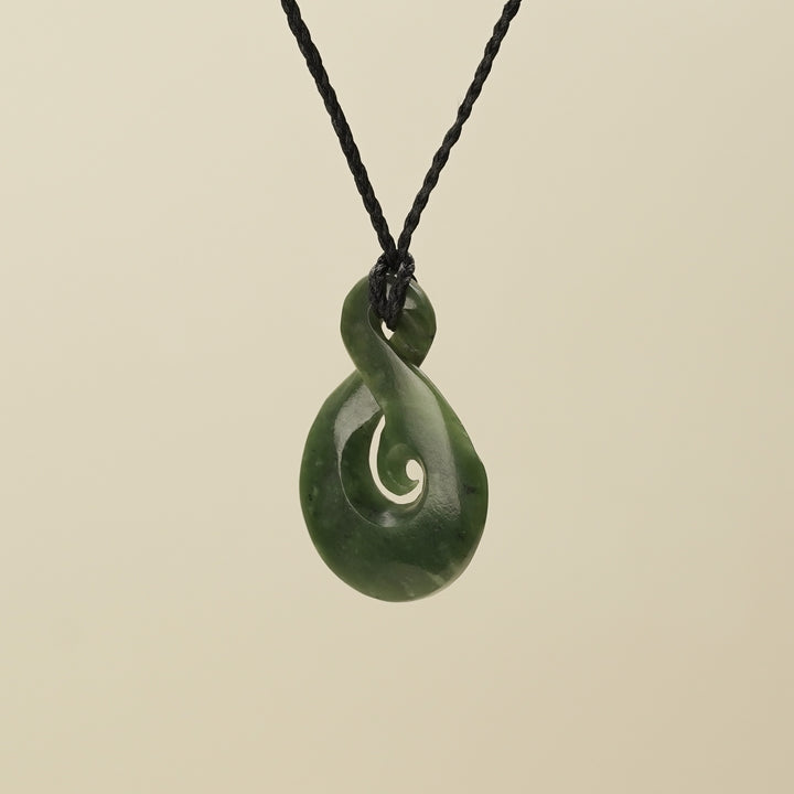 Large Greenstone Koru Pikorua Pendant