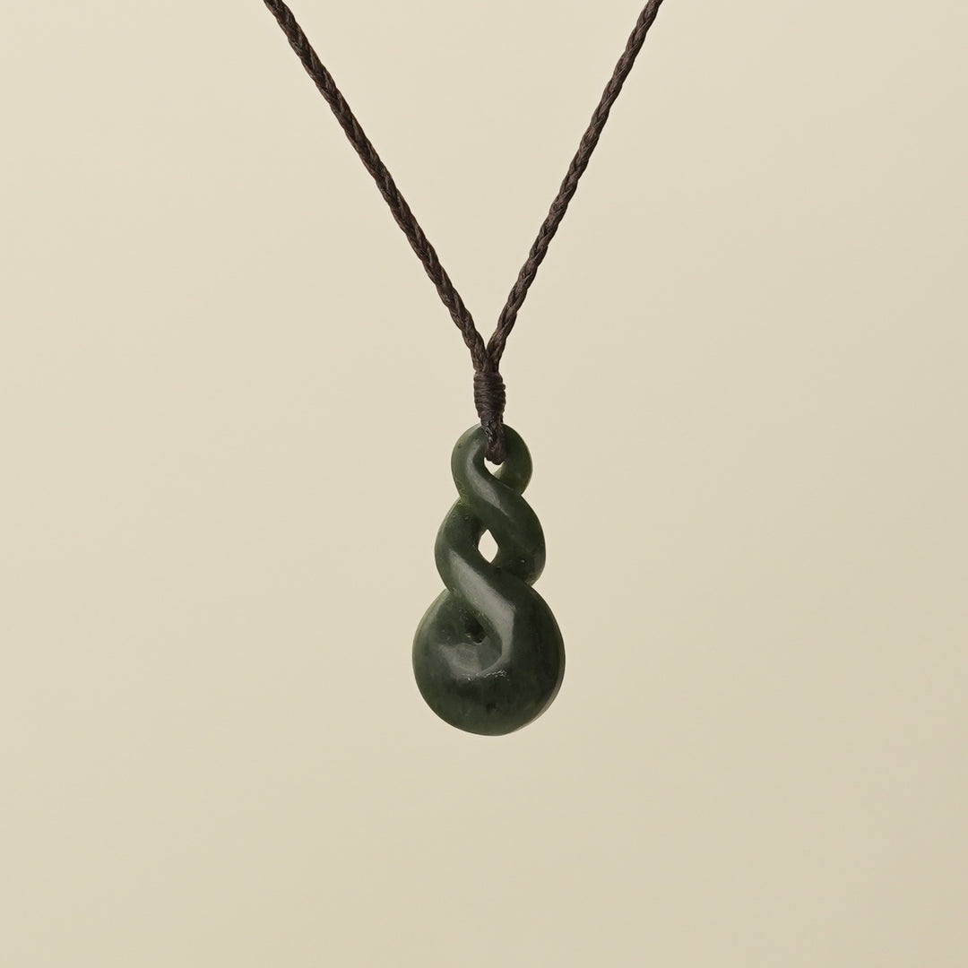 Pikorua Double Twist Small Medium Pounamu Pendant