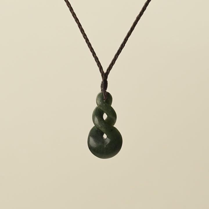 Pikorua Double Twist Small Medium Pounamu Pendant