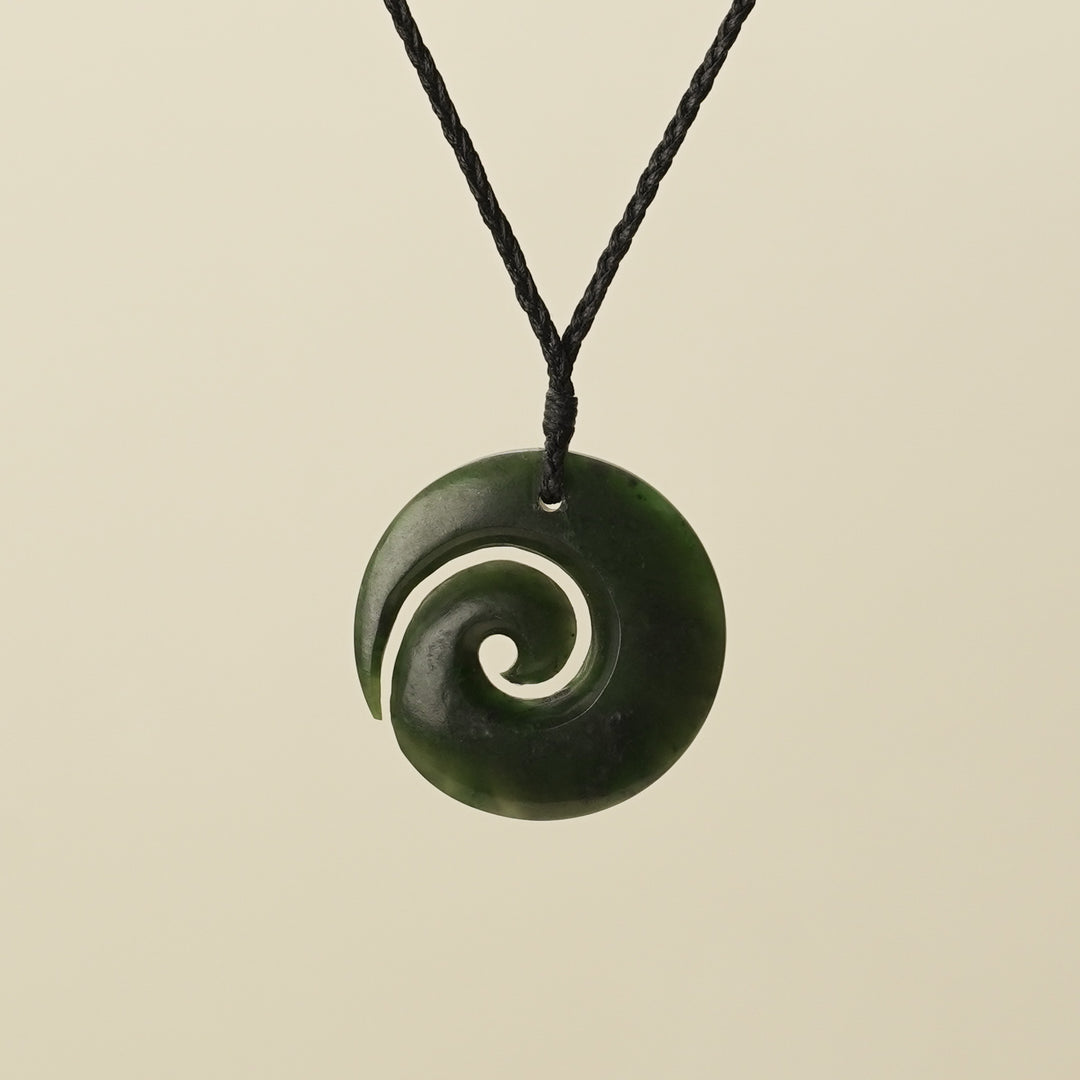 Open Koru Medium Kawakawa Pounamu Pendant