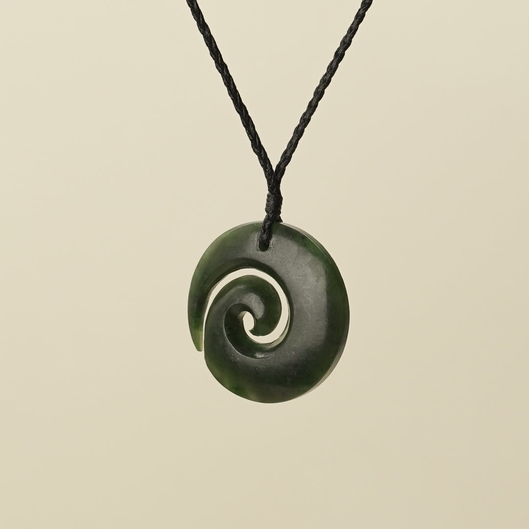 Open Koru Medium Kawakawa Pounamu Pendant