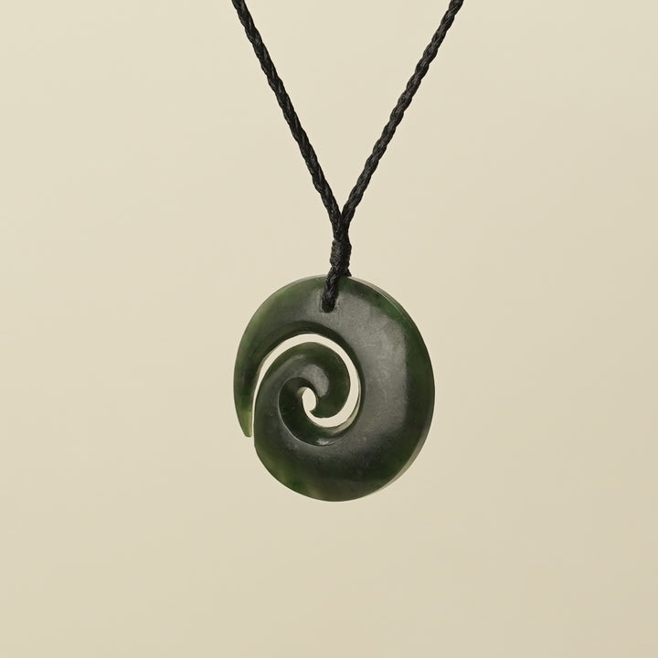 Open Koru Medium Kawakawa Pounamu Pendant