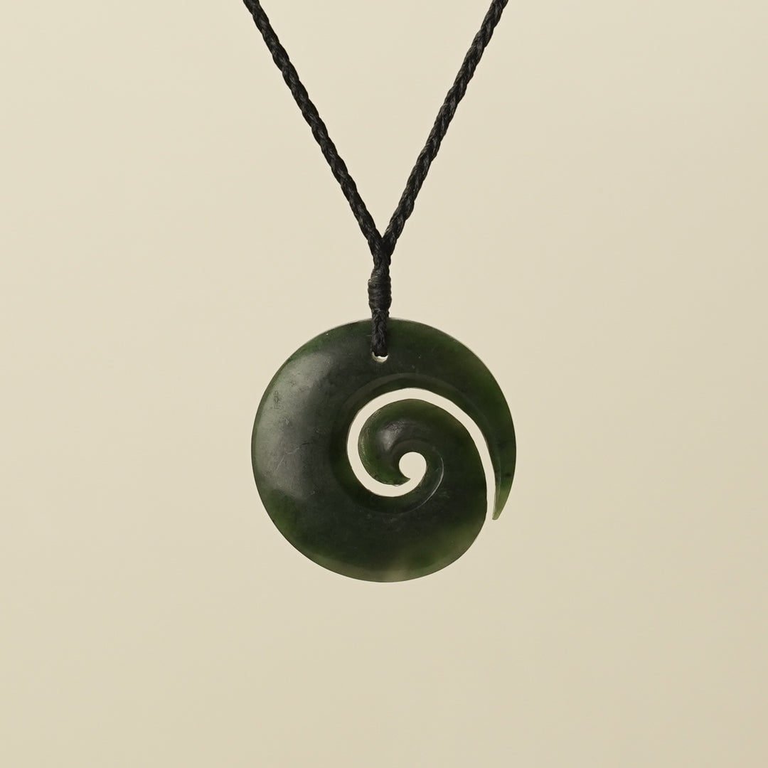 Open Koru Medium Kawakawa Pounamu Pendant