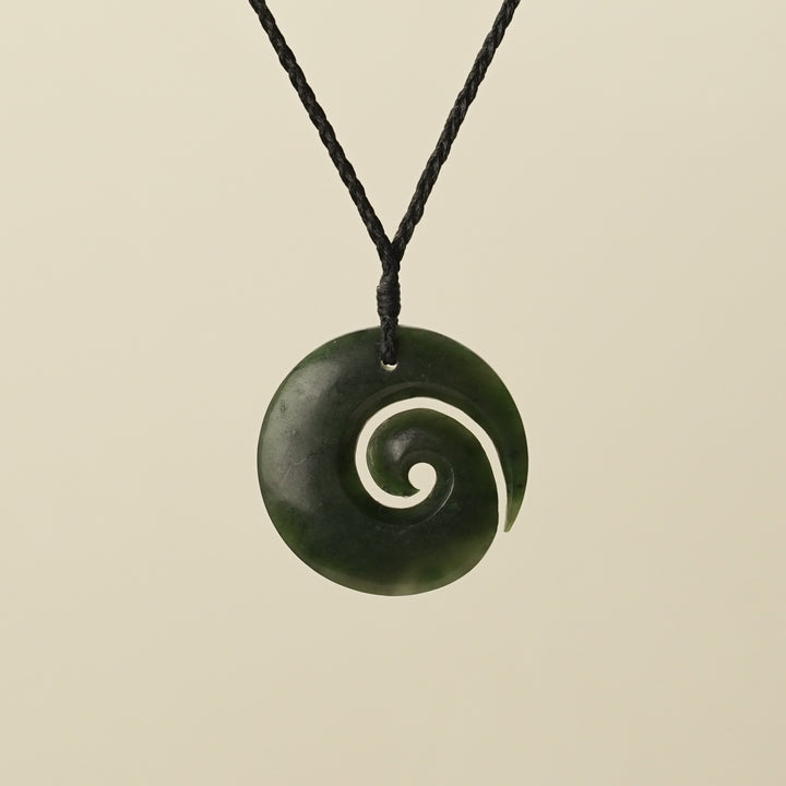Open Koru Medium Kawakawa Pounamu Pendant