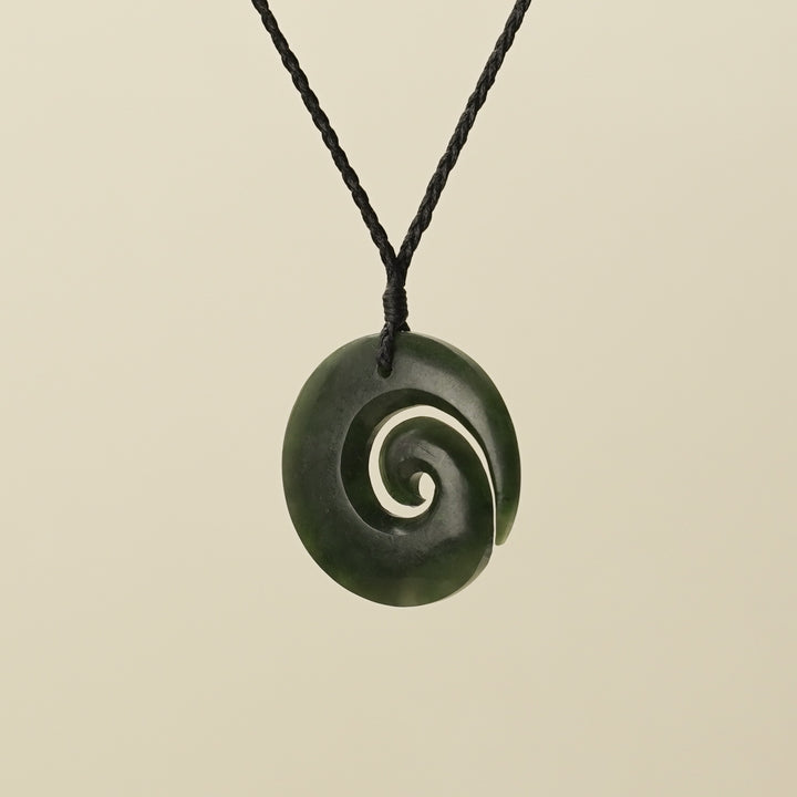 Open Koru Medium Kawakawa Pounamu Pendant