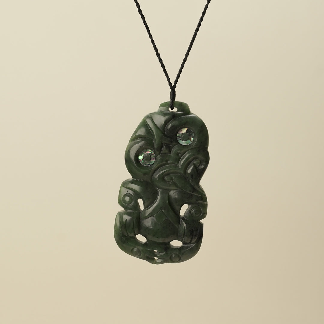 Hei Tiki Kawakawa Pounamu Extra Large Pounamu Pendant