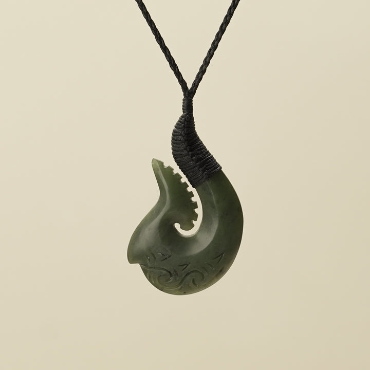 Hei Matau Whakarei Large Pounamu Pendant