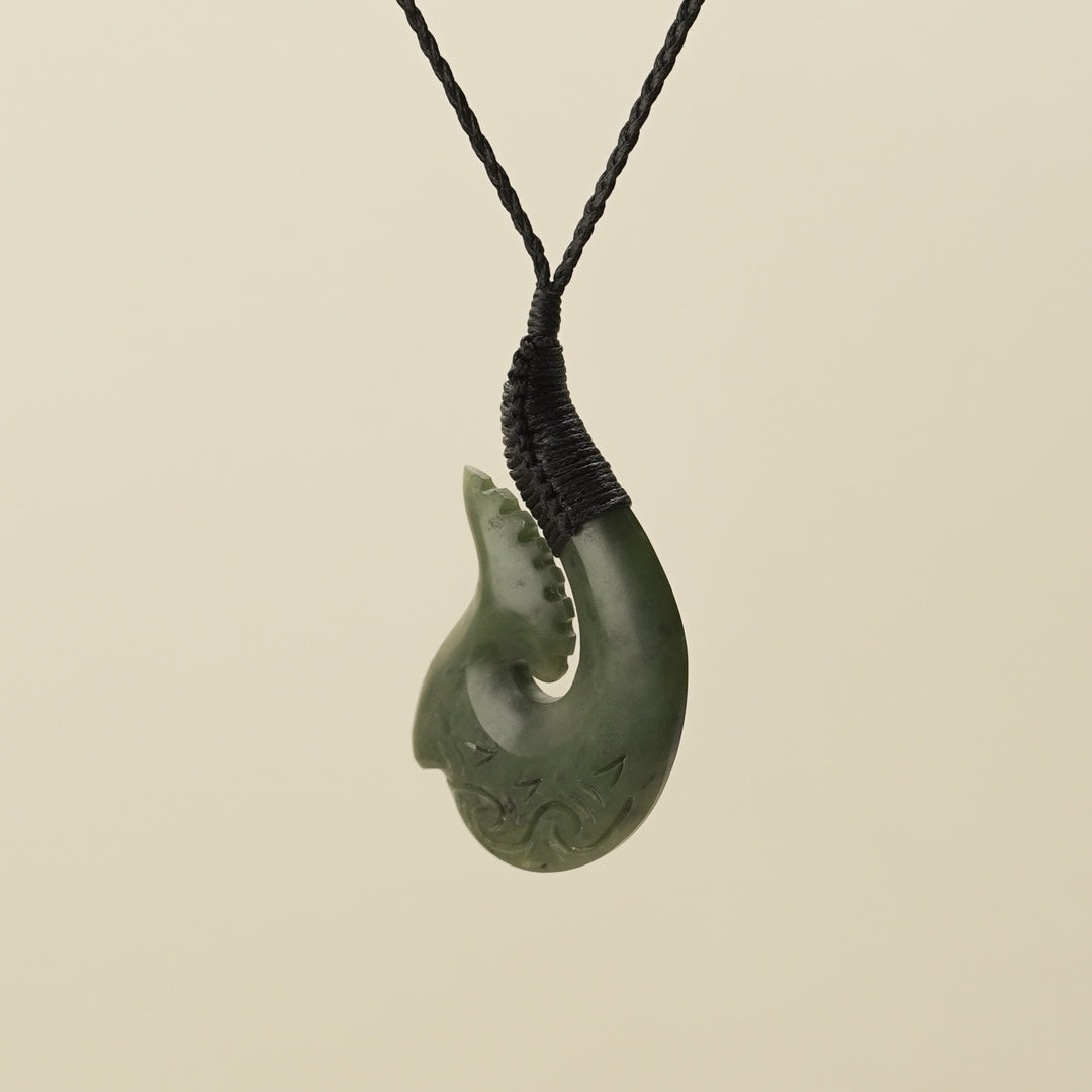 Hei Matau Whakarei Large Pounamu Pendant