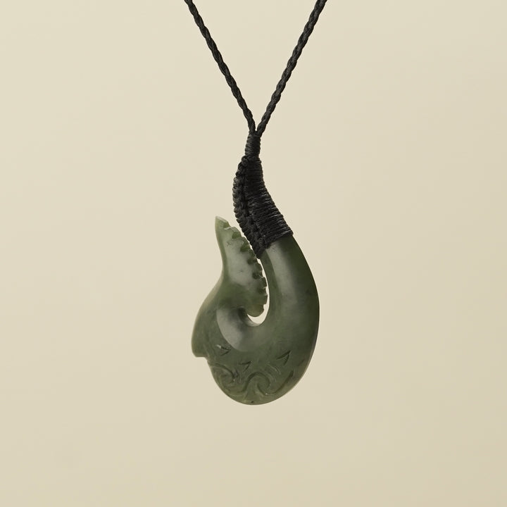 Hei Matau Whakarei Large Pounamu Pendant