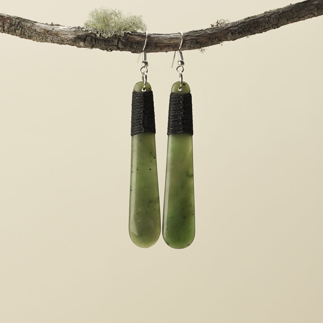 Roimata Pounamu Large Drop Earrings 70mm