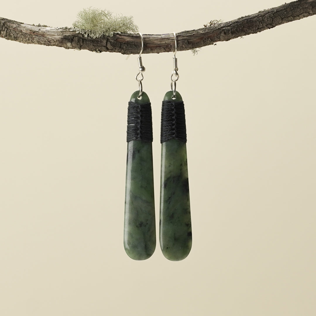 Roimata Pounamu Large Drop Earrings 70mm