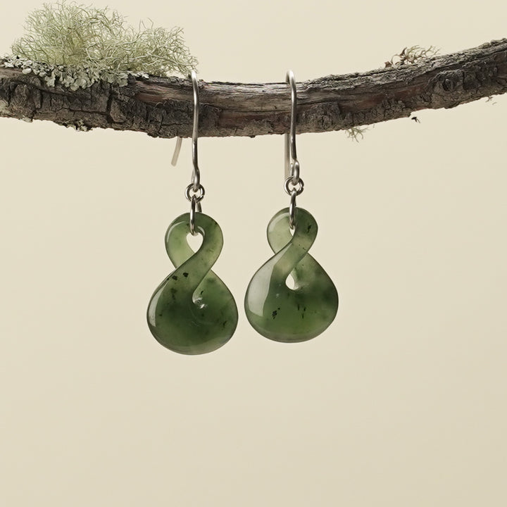 Pikorua Greenstone Small Drop Earrings