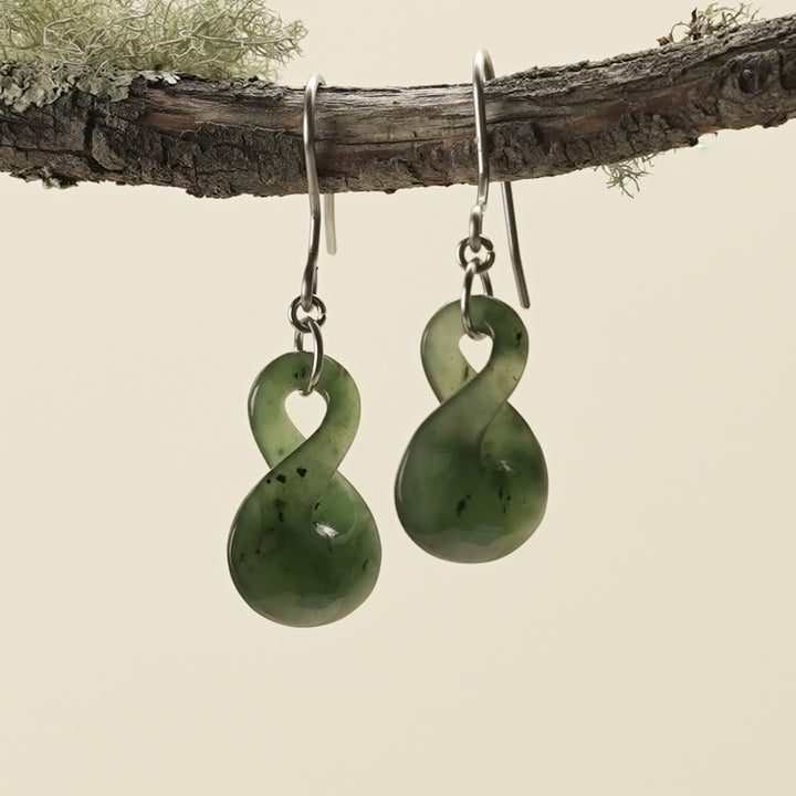 Pikorua Greenstone Small Drop Earrings