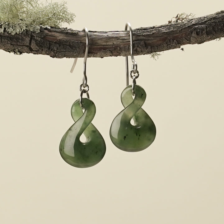 Pikorua Greenstone Small Drop Earrings