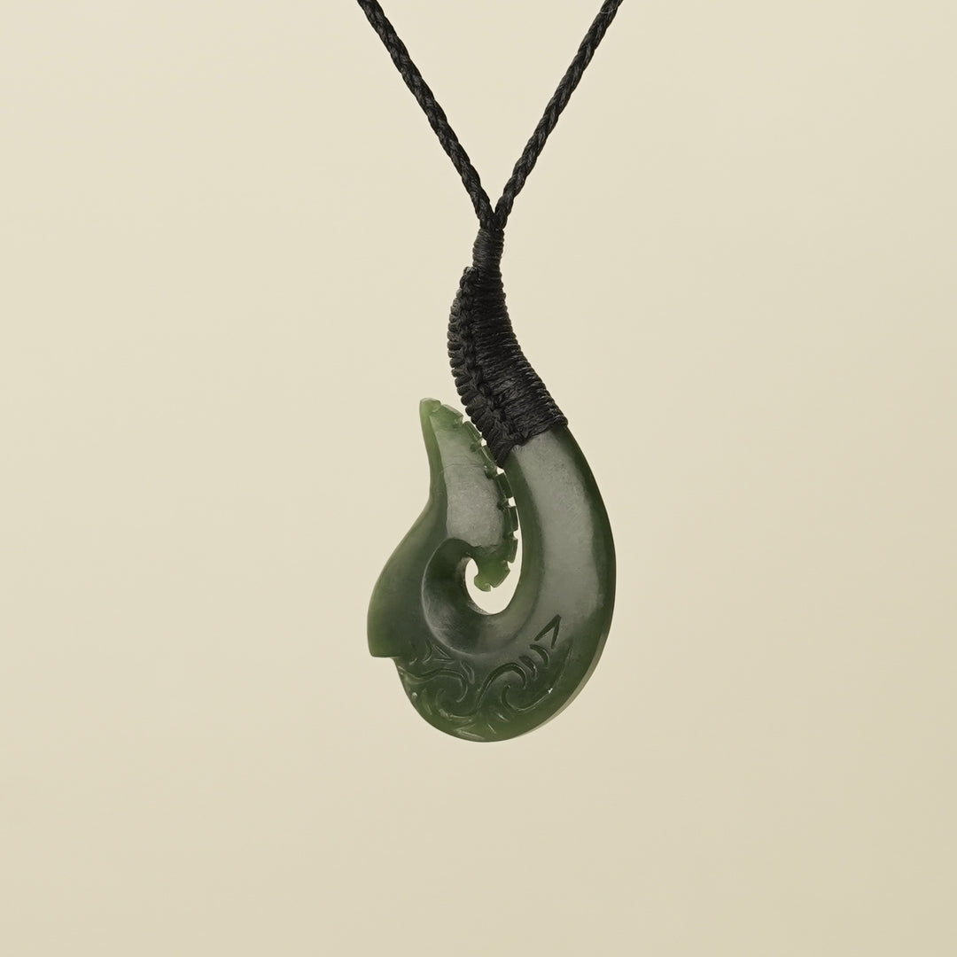 Hei Matau Whakarei Large Pounamu Pendant
