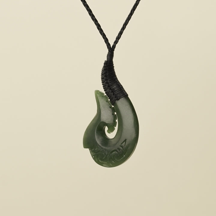 Hei Matau Whakarei Large Pounamu Pendant
