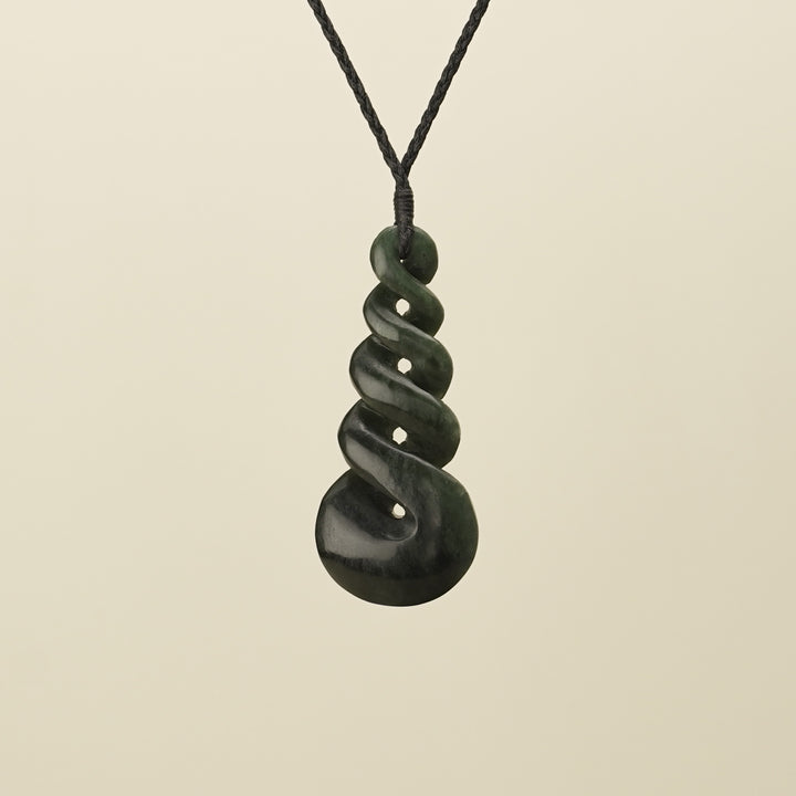 Pikorua Twist Kawakawa Pounamu Pendant Large