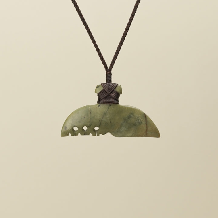 Whale's Tail Raukaraka Pounamu Medium Pendant